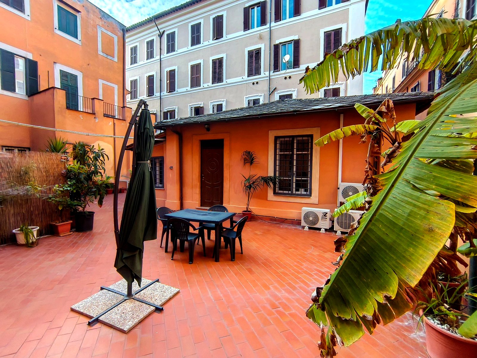 Terrace with Roman facade
